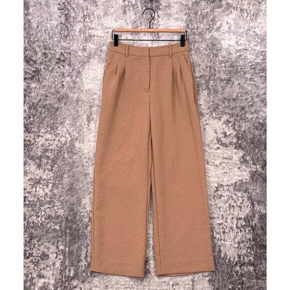Wilfred The Effortless Pants 2 Womens Aritzia Tan Crepette Fabric Trousers - Picture 1 of 7